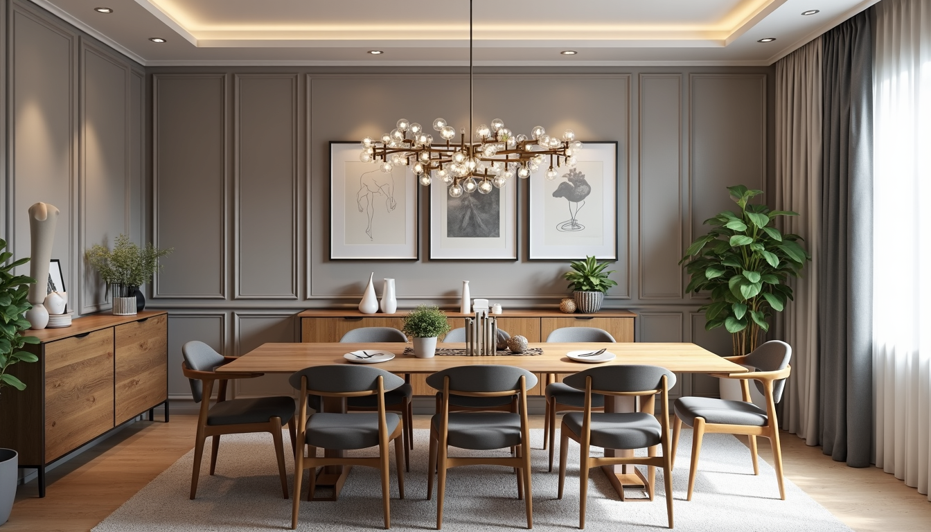 O masă elegantă într-un dining room modern, ilustrând conceptul de dining room traducere